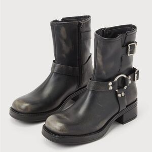 Brixton Distressed Black Moto Boots